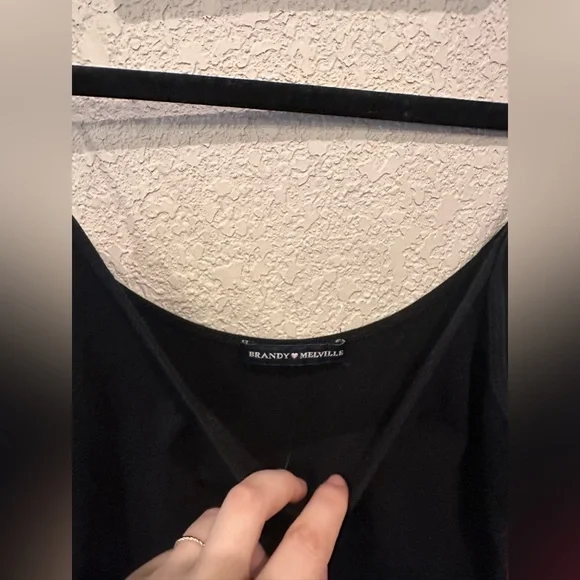 Brandy Melville Black Fitted Dress With Red Stripe On Side - Picture 3 of 5